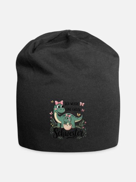 Je vais être une grande sœur dinosaure - Bonnet en jersey - noir