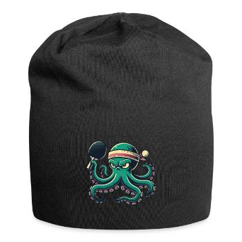 Funny Table Tennis Octopus Cartoon With Racket - Jersey Beanie - black - Front