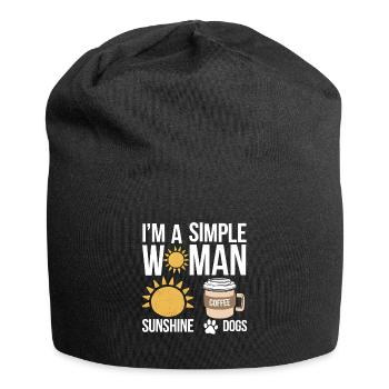 I`m a simple woman like sunshine dogs & coffee - Jersey-Beanie - Schwarz - Vorne