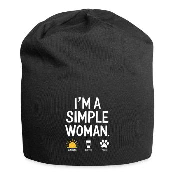 I`m a simple woman like sunshine dogs & coffee - Jersey-Beanie - Schwarz - Vorne