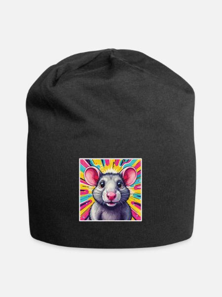 Pop Art Ratte - Jersey-Beanie - Schwarz