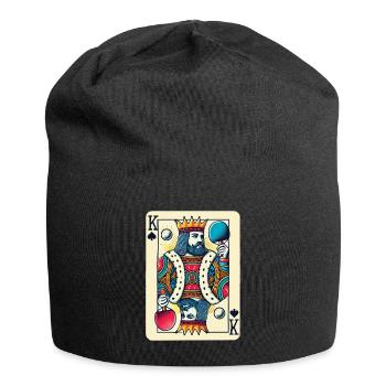 Retro Spielkarte Tischtennis König Design - Jersey-Beanie - Schwarz - Vorne