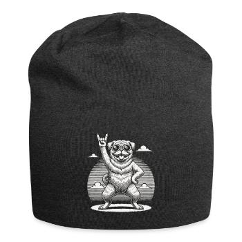 Mops Hund Rock Musik Festival Stil - Jersey-Beanie - Anthrazit - Vorne