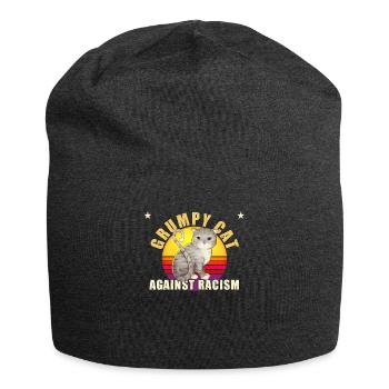 Cat against racism - Jersey Beanie - charcoal grey - Front