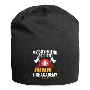 Mein Freund Hat Die Fire Academy Abgeschlossen - Jersey-Beanie - Schwarz - Vorne