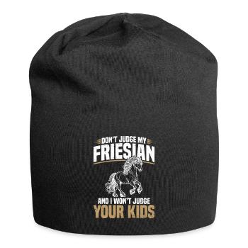 Don't judge my Friesian and I will - Jersey Beanie - black - Front