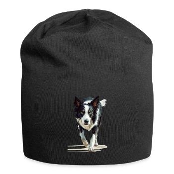 Border Collie - Jersey-Beanie - Schwarz - Vorne