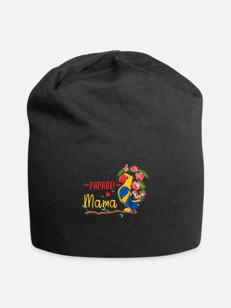 Papagei Mama Exotische Blumenfreude - Jersey-Beanie - Schwarz