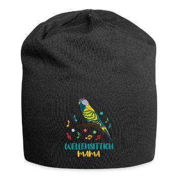 Mélodie colorée de maman perruche pour les fans d’oiseaux - Bonnet en jersey - noir - Devant