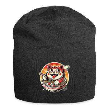 Streetwear Cat Ramen Nudeln Japanische Glück - Jersey-Beanie - Anthrazit - Vorne