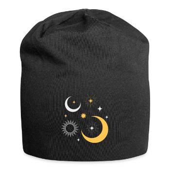 Univers des étoiles du soleil et de la lune - Bonnet en jersey - noir - Devant