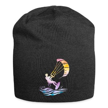 Kitesurfing Ocean Wave Surfing Kiteboarder - Jersey Beanie - charcoal grey - Front