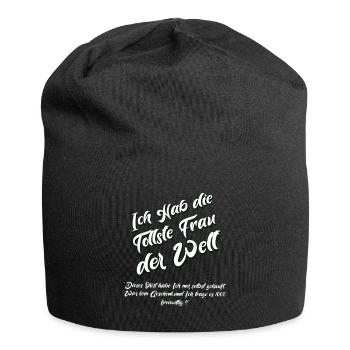 Hochzeit Verlobung Ich habe die tollste Frau - Jersey-Beanie - Schwarz - Vorne