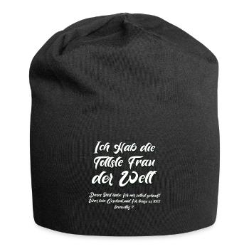 Hochzeit Verlobung Ich habe die tollste Frau - Jersey-Beanie - Schwarz - Vorne