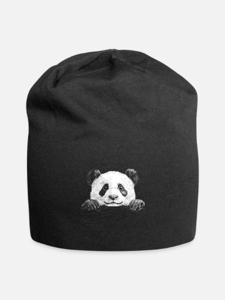 Panda - Jersey-Beanie - Schwarz