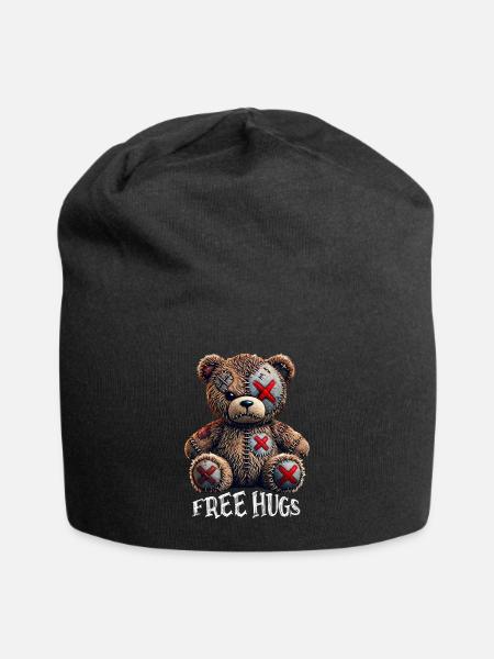 Kostenlose Umarmungen Teddybär - Jersey-Beanie - Schwarz