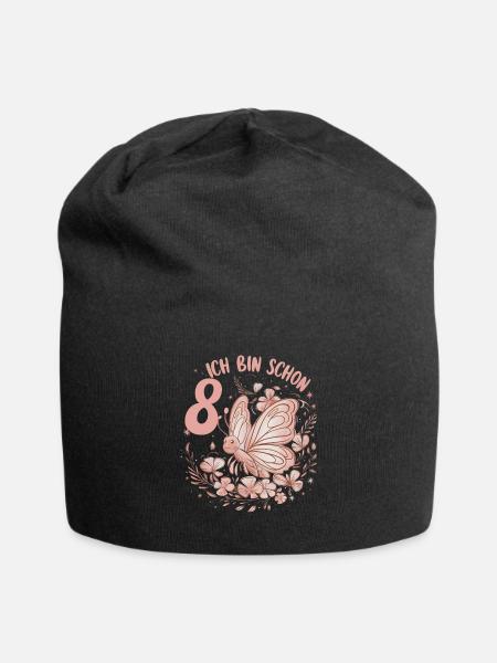 8. Geburtstag Schmetterling Kindergeburtstag - Jersey-Beanie - Schwarz