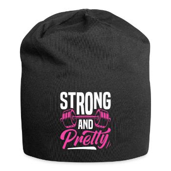 Stark und Schön Fitness Spruchdesign - Jersey-Beanie - Schwarz - Vorne
