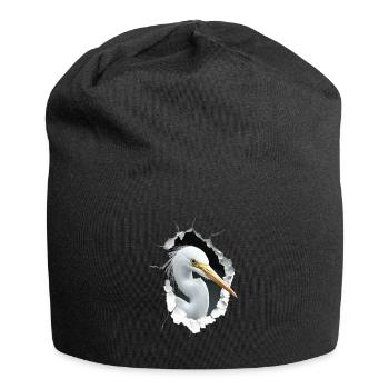 Reiher Vogel - Jersey-Beanie - Schwarz - Vorne