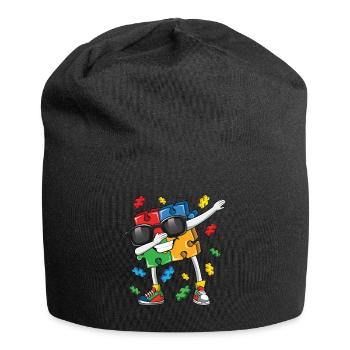 Autism Puzzle Dabbing Fun Colorful - Jersey Beanie - black - Front