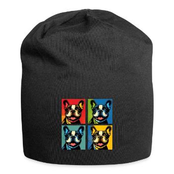 Frenchie Pop Art Bubbles, Pancake, Chonk, Nibbles - Jersey Beanie - black - Front