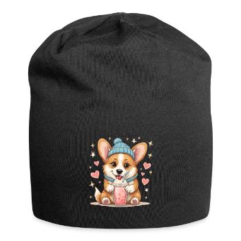 Corgi Chien Milkshake En Amour Chien Bonnet Amour - Bonnet en jersey - noir - Devant