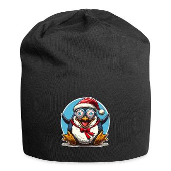 pingouin de Noël fou - Bonnet en jersey - noir - Devant