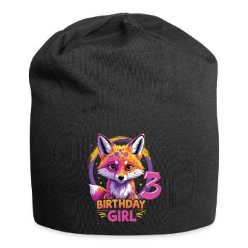 Jolie fille motif anniversaire renard 3 ans - Bonnet en jersey - noir - Devant
