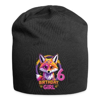 Mignon Fille Motif Anniversaire Renard 6 ans - Bonnet en jersey - noir - Devant