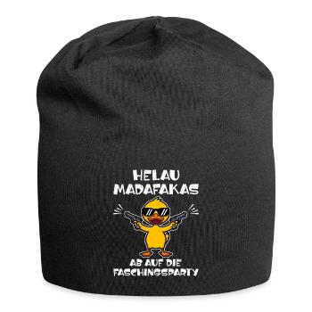 Kölner Karneval HELAU MADAFAKAS Lustiges Enten - Jersey-Beanie - Schwarz - Vorne