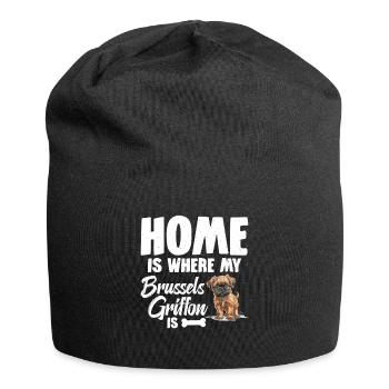 Zu Hause Ist Mein Brüsseler Griffon - Jersey-Beanie - Schwarz - Vorne