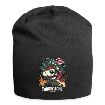 Funny Unicorn Meme Stomach Ache - Jersey Beanie - black - Front