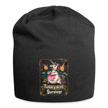 Lustiges Einhorn Meme Bauchschmerzen - Jersey-Beanie - Schwarz - Vorne