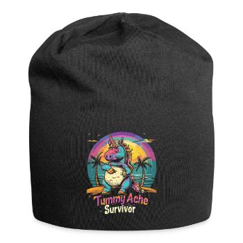 Funny Unicorn Meme Stomach Ache - Jersey Beanie - black - Front