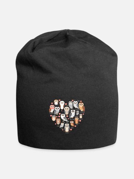 Hibou mignon avec coeur pour les amateurs de hiboux - Bonnet en jersey - noir