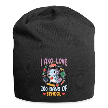 Cute Axolotl 100 Days of School - Jersey Beanie - black - Front