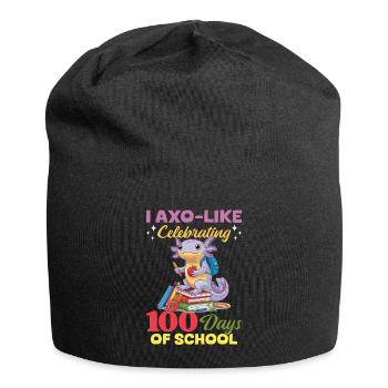 Cute Axolotl 100 Days of School - Jersey Beanie - black - Front