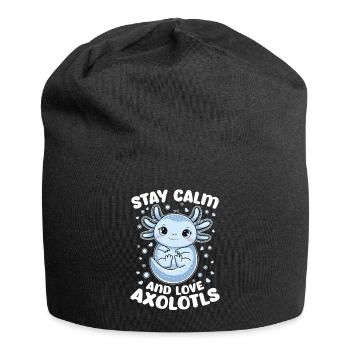 Cute Axolotl Stay Calm and Love Axolotls - Jersey Beanie - black - Front