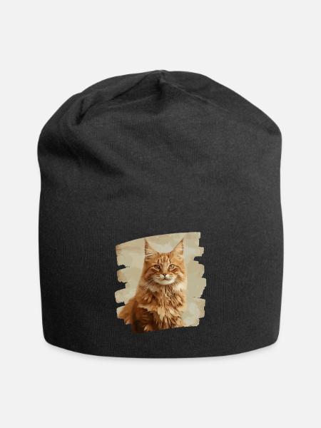 Maine Coon - Jersey-Beanie - Schwarz