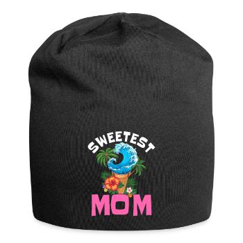 Sweetest Mom – Sommer & Wellen - Jersey-Beanie - Schwarz - Vorne