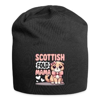 Scottish Fold Mama – Katzenliebhaber Design - Jersey-Beanie - Schwarz - Vorne