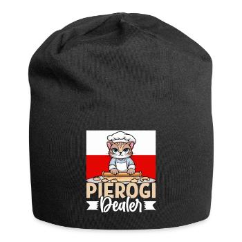 Pierogi Dealer – Lustige Katze & Polnische Küche - Jersey-Beanie - Schwarz - Vorne