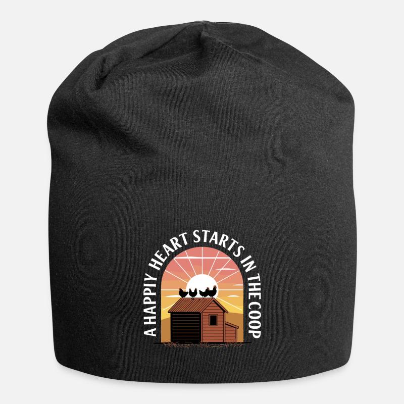 Huhn Hühner - Jersey-Beanie - Schwarz