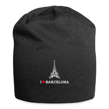 I love Barcelona Cool Heart Flagge Eiffelturm Spaß - Jersey-Beanie - Schwarz - Vorne