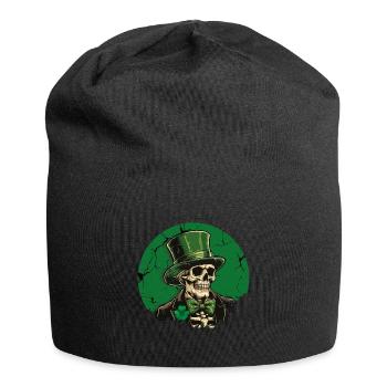 Saint Patrick's Day Skull with Top Hat - Jersey Beanie - black - Front