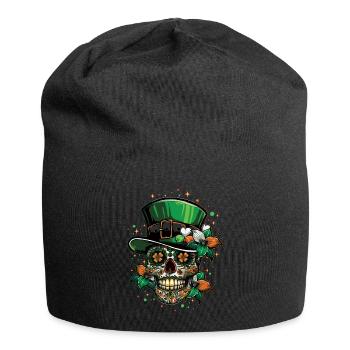 Crâne irlandais avec trèfle pour la Saint-Patrick - Bonnet en jersey - noir - Devant