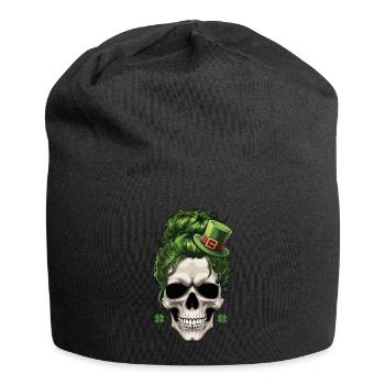 crâne de la Saint-Patrick avec des cheveux verts et - Bonnet en jersey - noir - Devant
