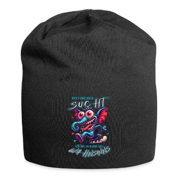 Wenn ihr mich sucht, ich bin am Rande des Wahnsinn - Jersey-Beanie - Schwarz - Vorne