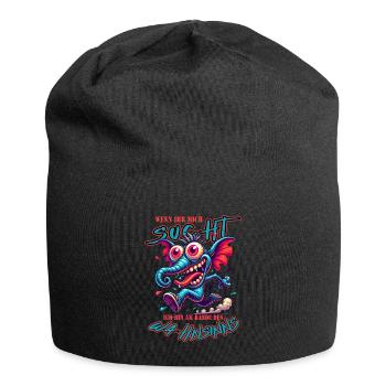 Wenn ihr mich sucht, ich bin am Rande des Wahnsinn - Jersey-Beanie - Schwarz - Vorne