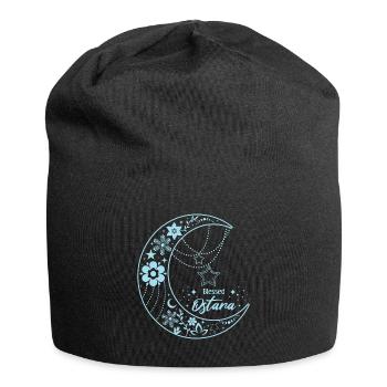 Ostara Moon with Floral Motif - Jersey Beanie - black - Front